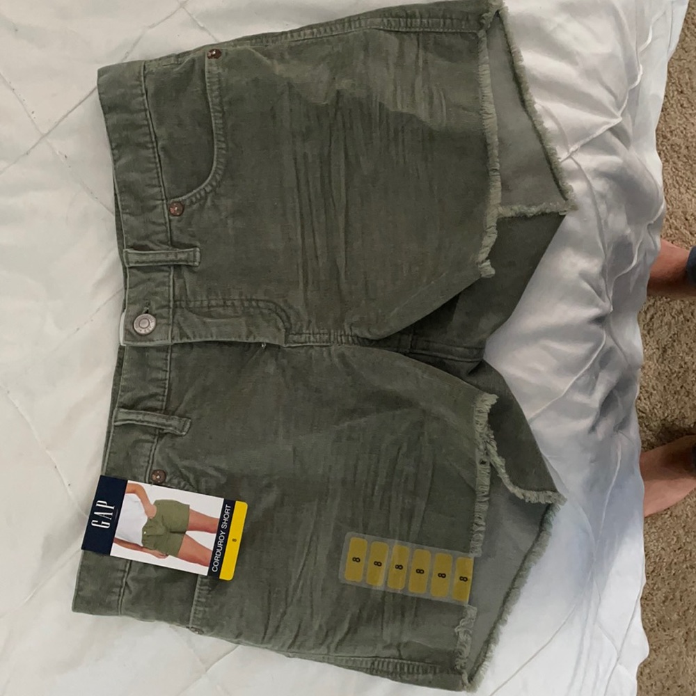 Green corduroy gap shorts